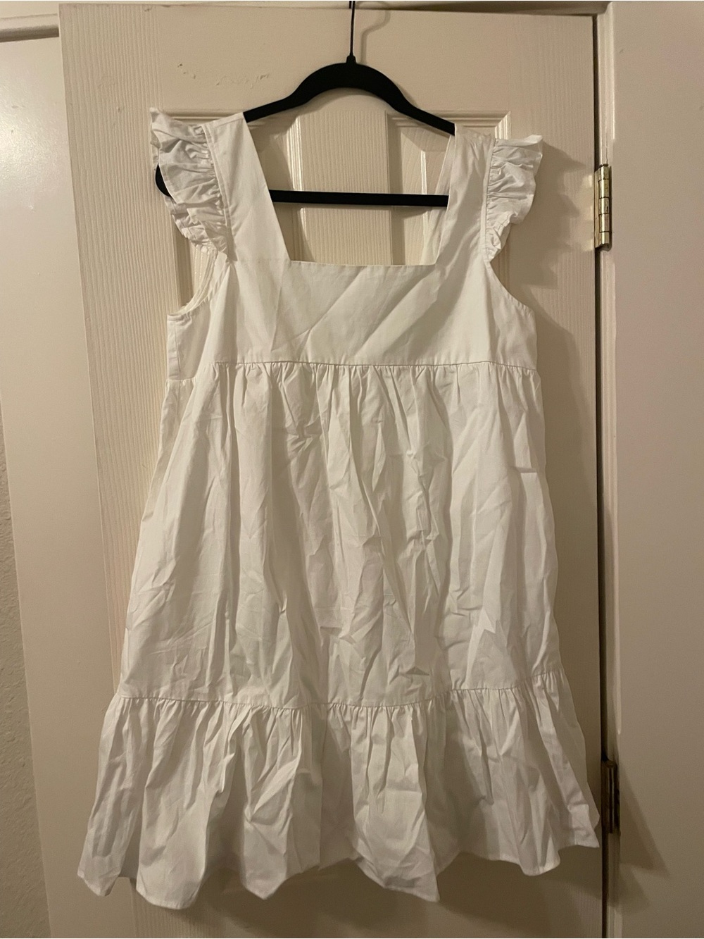White Ruffle Sleeve Mini Dress
